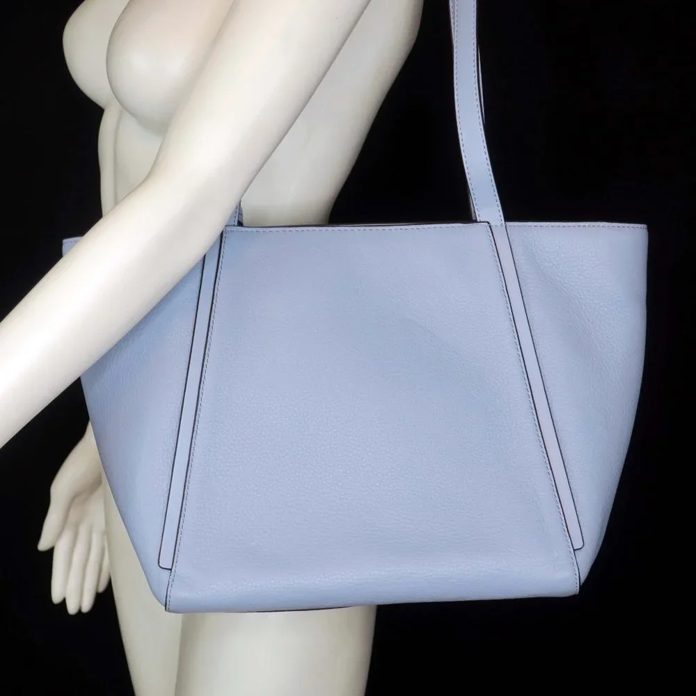 Michael Kors Small Whitney Purse Pebbled Blue Leather Tote Shoulder Bag - Picture 4 of 8